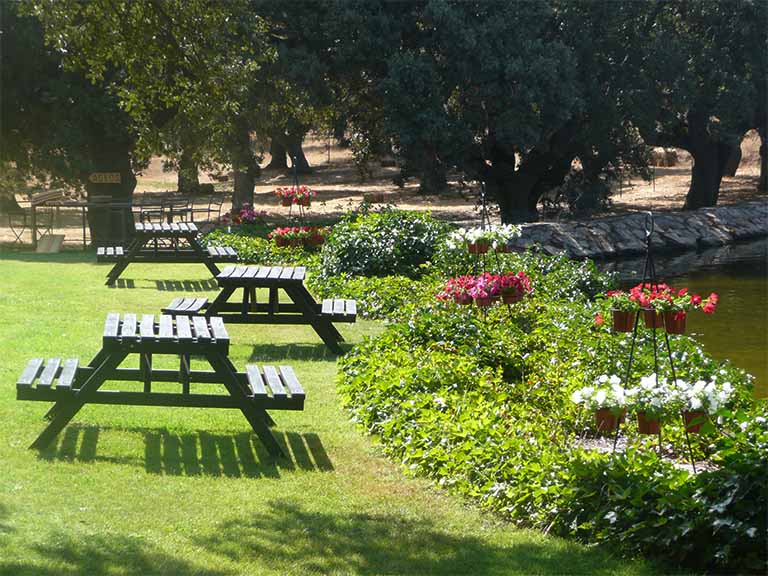 Jardín de las Ahijaderas con mesas de picnic